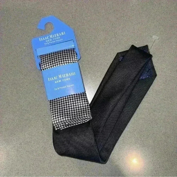 Isaac Mizrahi New York Tie & Pocket Square NWT - Picture 4 of 7